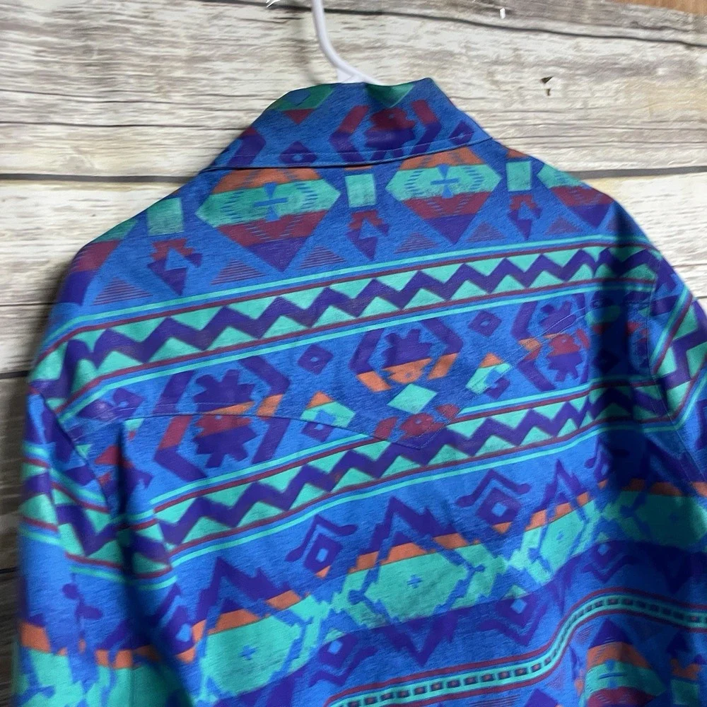Vintage 90s‎ Wrangler Brushpopper Jacket Medium Western Aztec Southwest EUC
